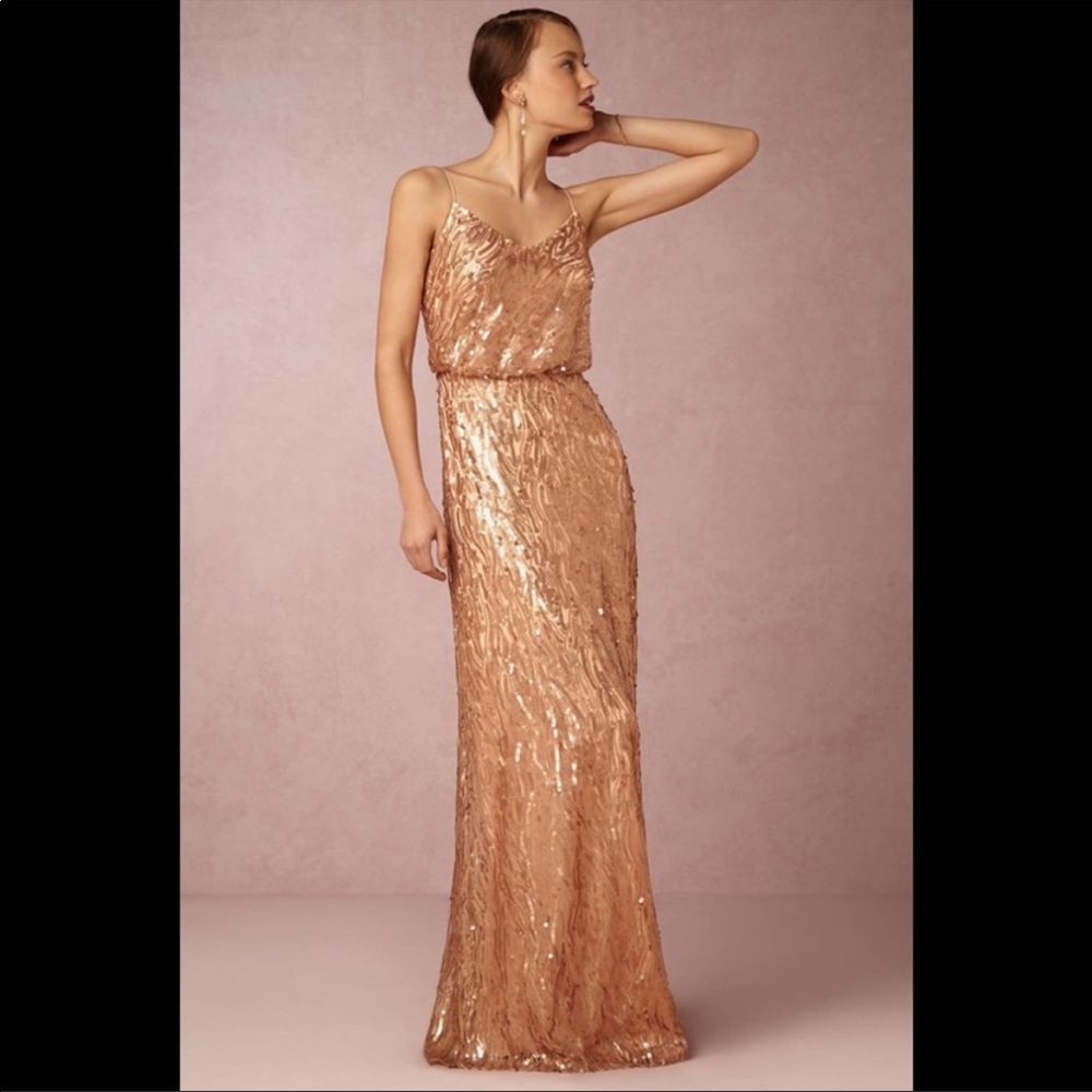 BHLDN Courtney Feather Dress Sequin Gown